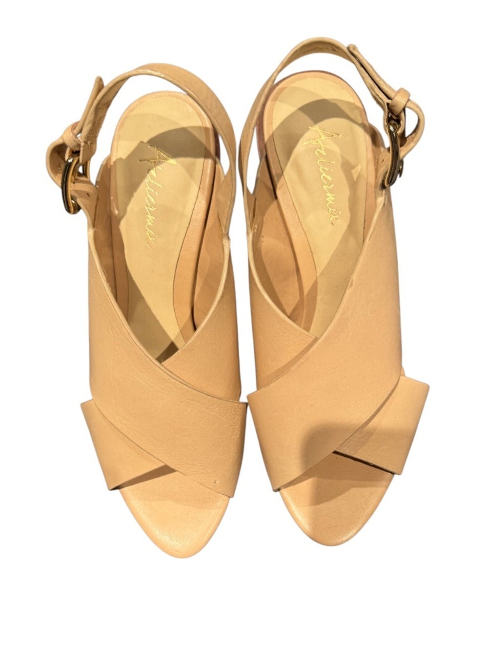 ATELIERMIX cream leather block heels - size 37